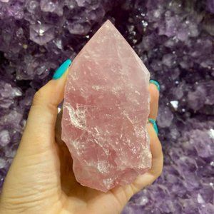 Rose Quartz Polished Point, Boho Decor, Crystal Grid Points, Healing, Love Stone
